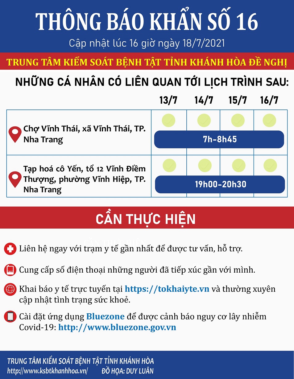 THÔNG BÁO KHẨN SỐ 16